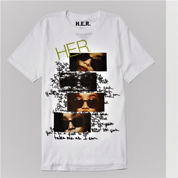 H.E.R. Stacked Doodle hip hop Official Boyfriend Style T-Shirt S NWT - Picture 3 of 3